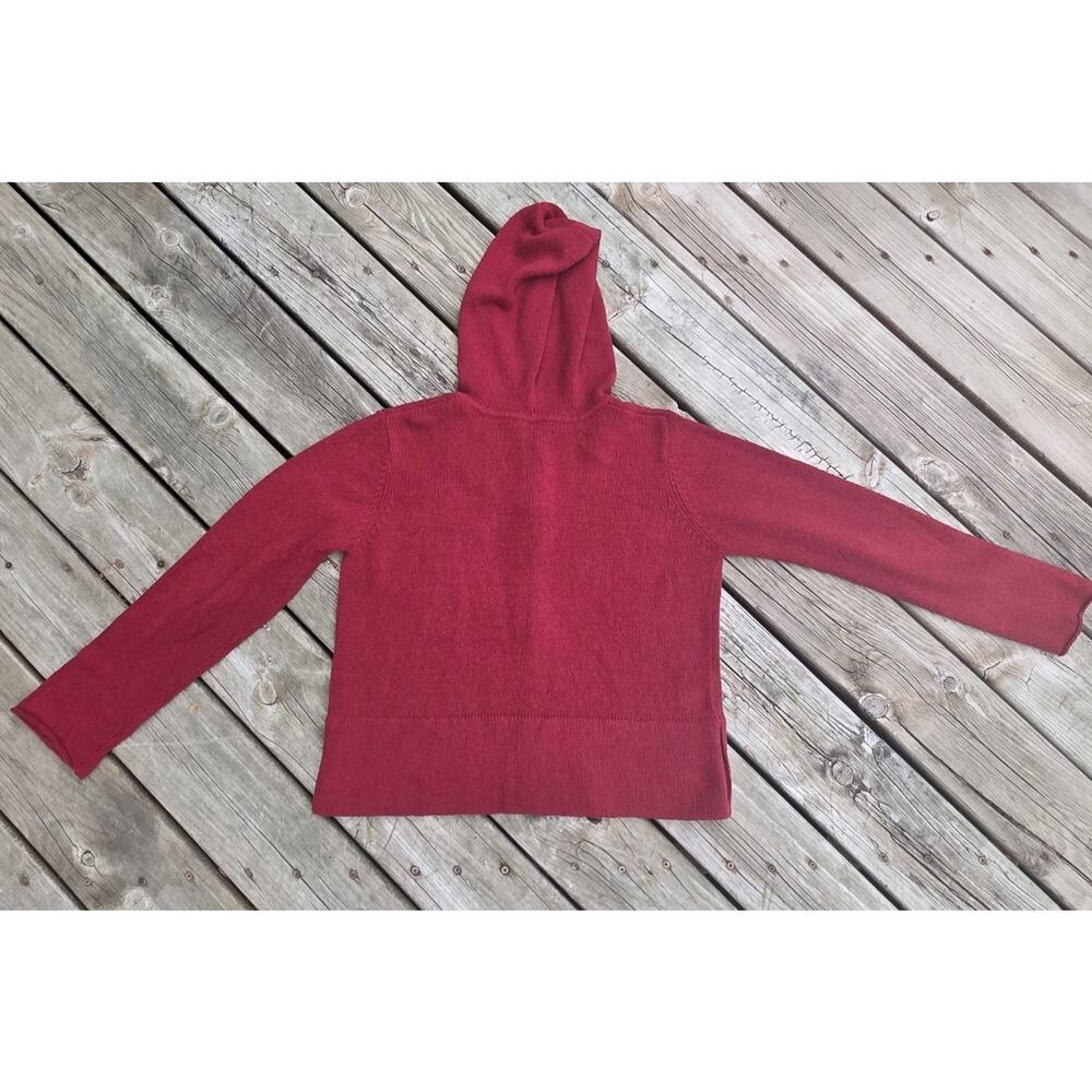 Eileen Fisher Red Full Zip Hoodie Sweater Jacket Cotton Blend Women's Medium - Picture 8 of 8